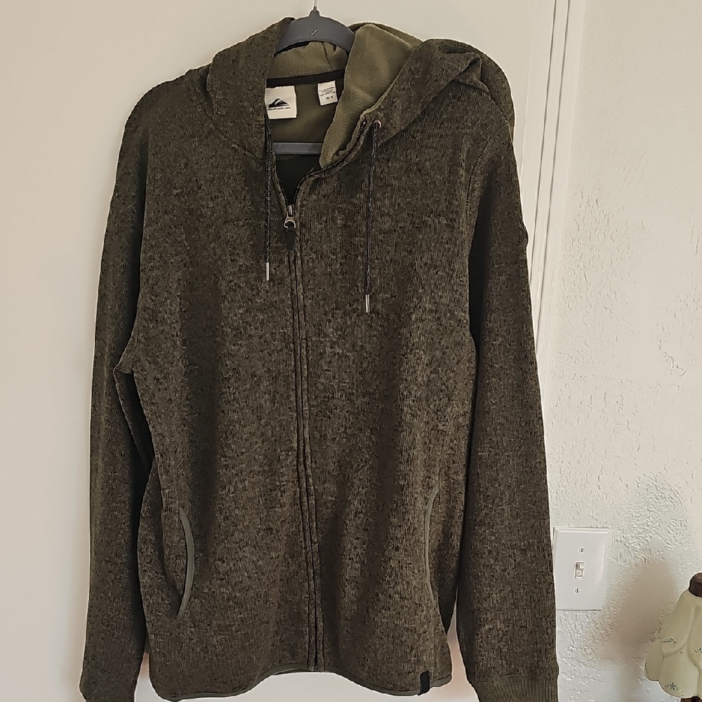 Quiksilver Men's Dark Green Zip-Up Sweater